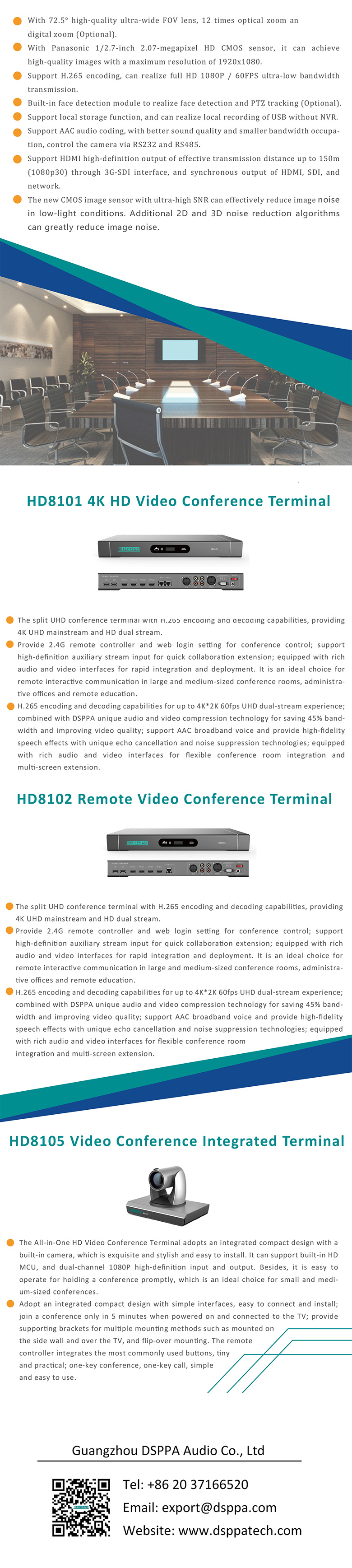 Features of HD8000 4K Remote HD Video Conference System